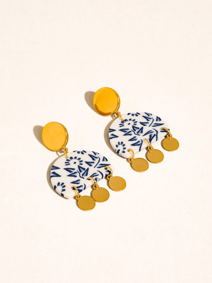Bijoua Blue Porcelain Drop Earrings