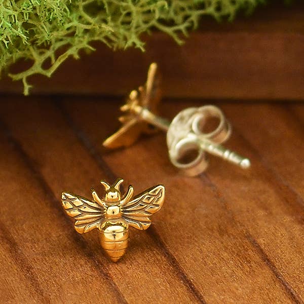 Silver Tiny Bee Post Earrings