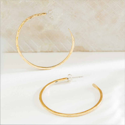 Gold Hammer Finish Hoop Earrings