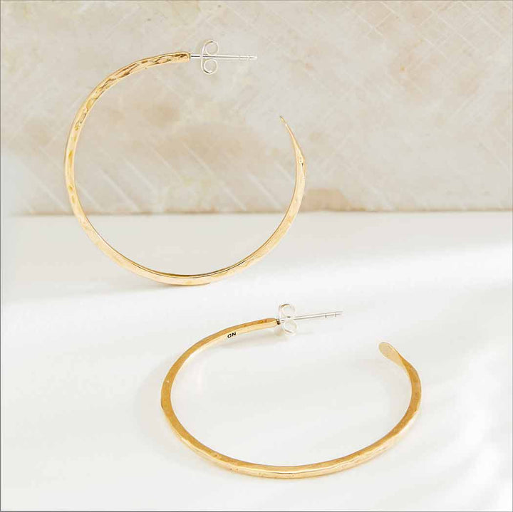 Gold Hammer Finish Hoop Earrings