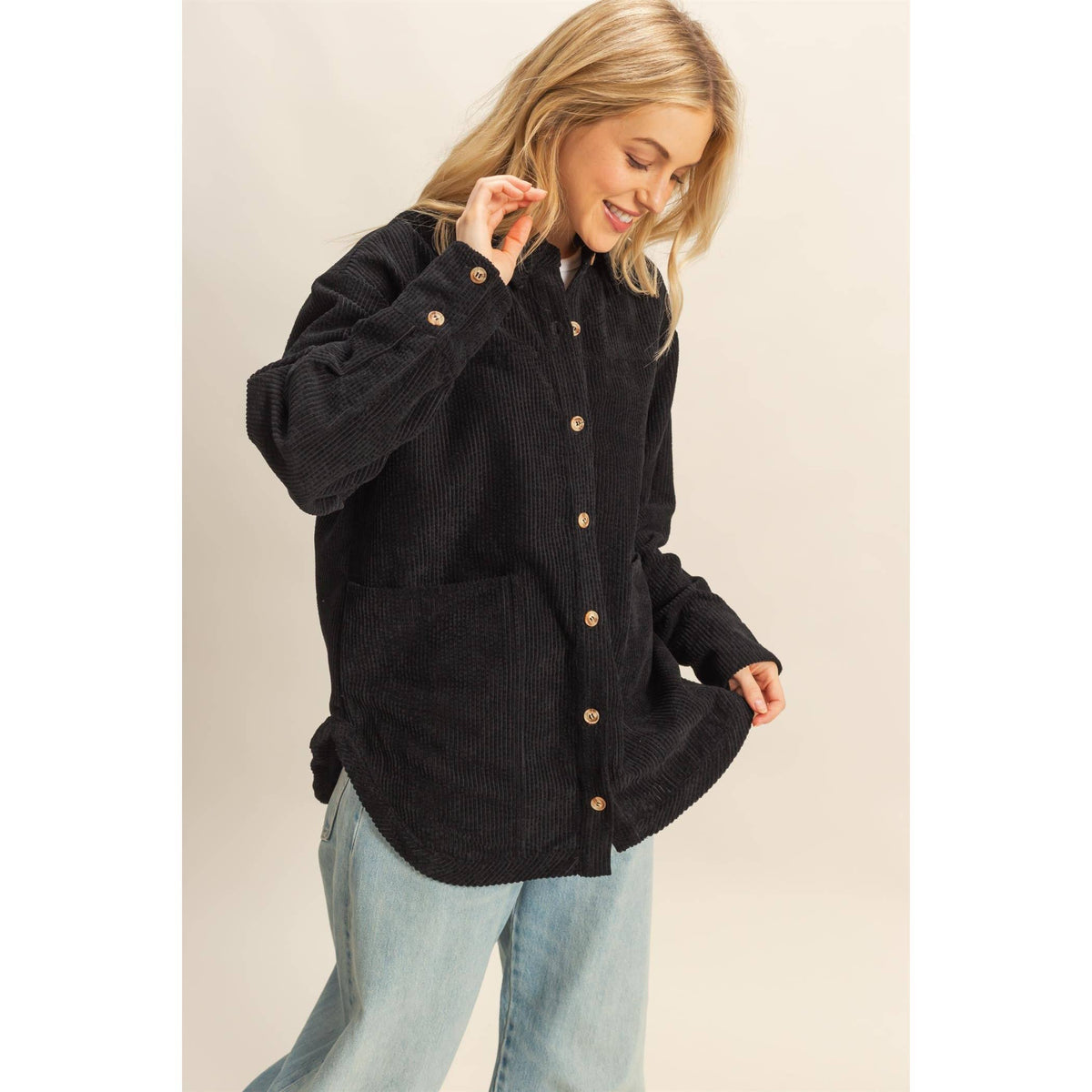 Classic Corduroy Shacket With Pockets