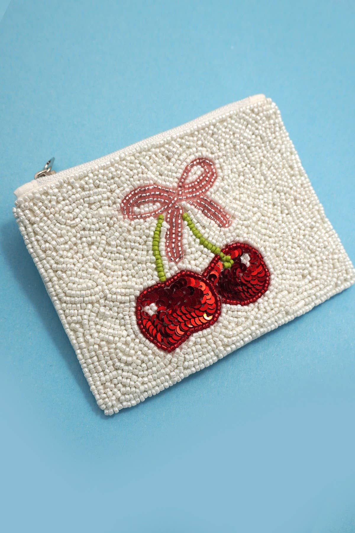 Cherry Beaded Coin Purse