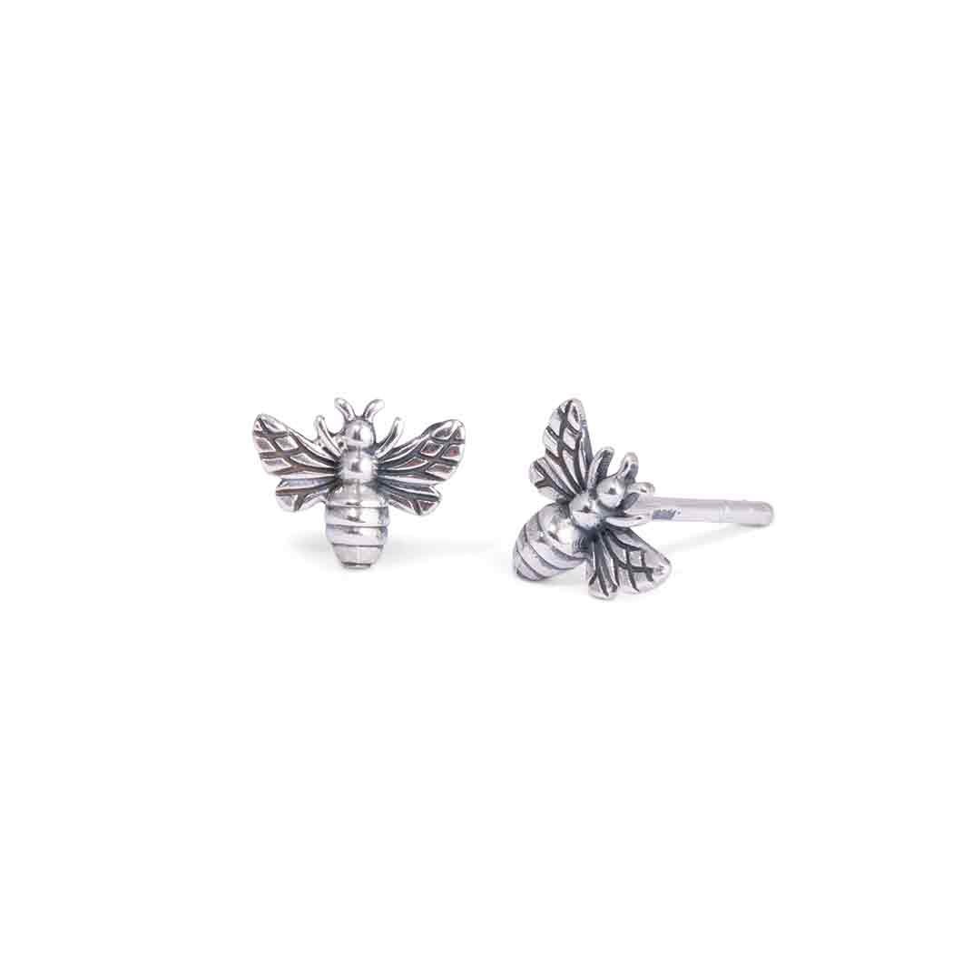 Silver, Bronze or Gold Plate Tiny Bee Post Earrings 6x8mm