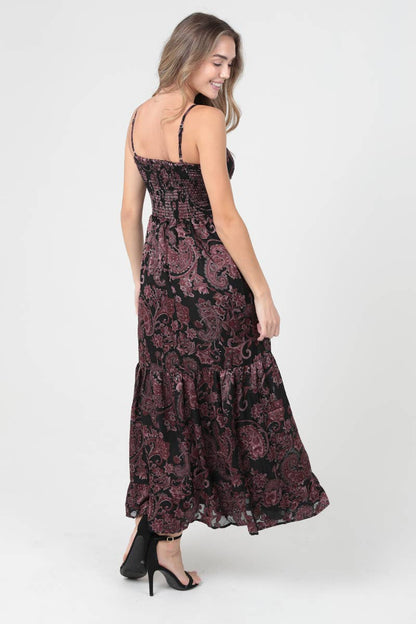 PAISLEY PRINT V NECK TWIST FRONT MAXI