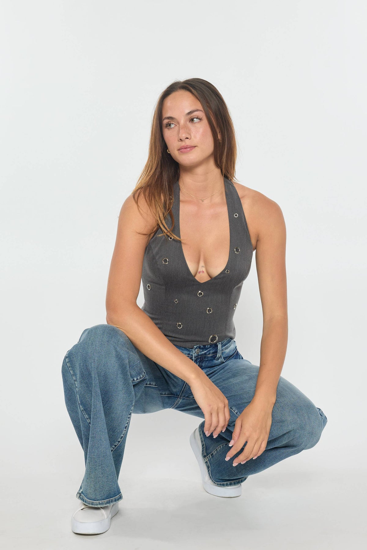ENJEAN- Mid Waist Relaxed Wide Jeans