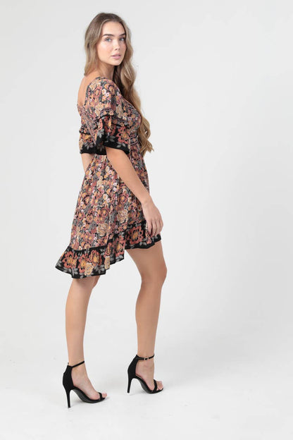 V NECK TWIST FRONT HO LO DRESS