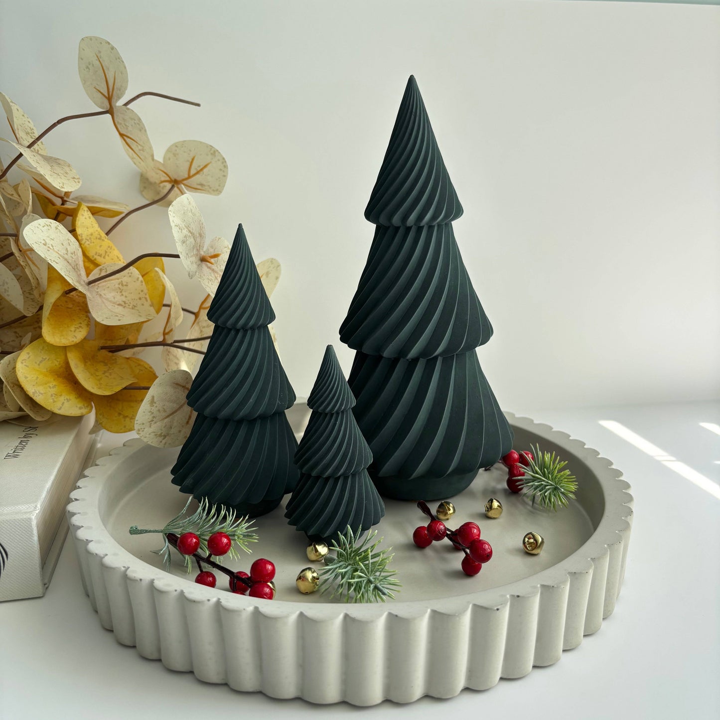 Twist Pines Trio - Concrete Holiday Trees | Christmas Decor
