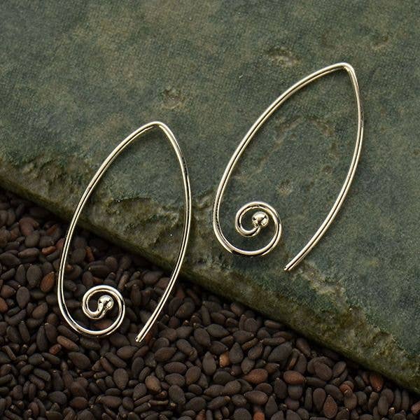 Sterling Silver Ear Wire with Marquis Spiral
