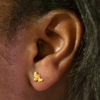 Silver Tiny Bee Post Earrings