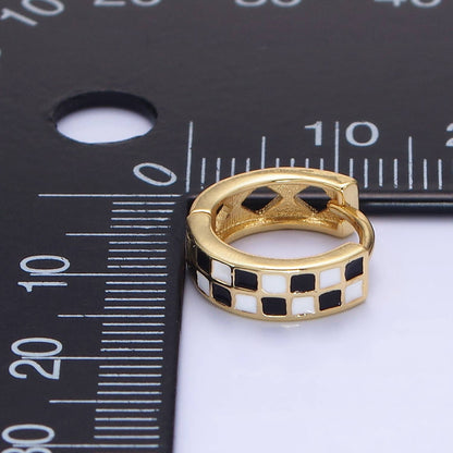 Checkered Enamel Huggie Earring