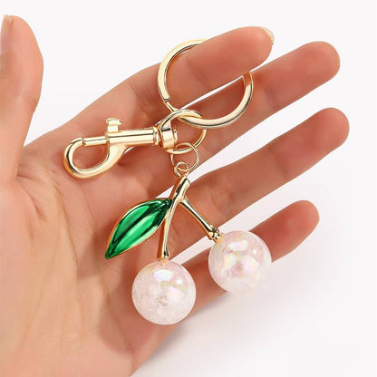 CHERRY DROP WITH LEAF KEYCHAIN BAG CHARM