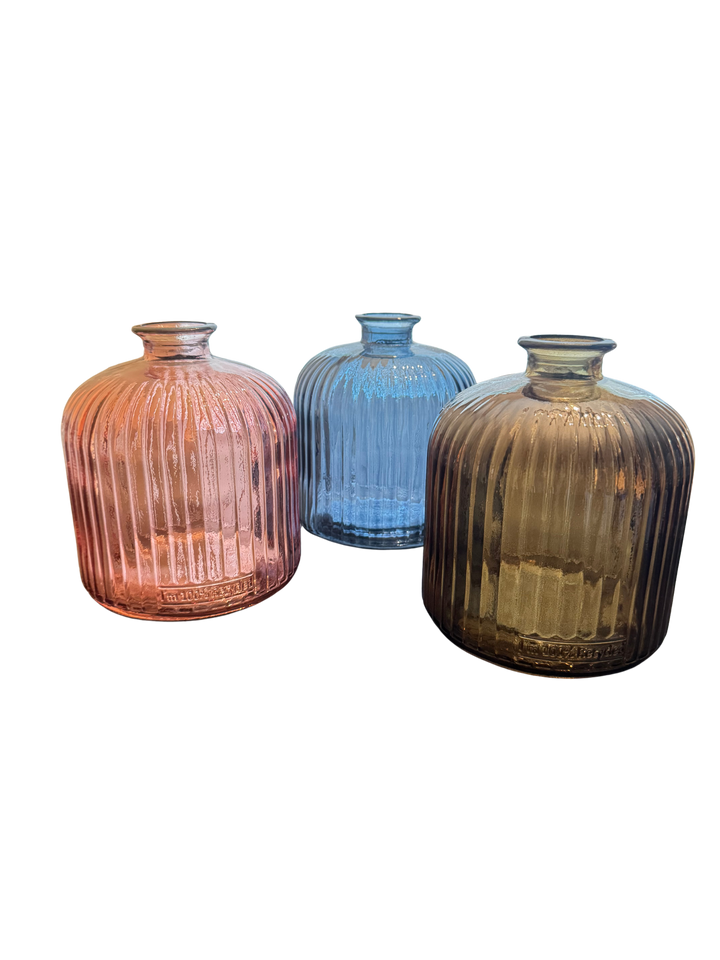 Ribbed Recycled Glass Vase