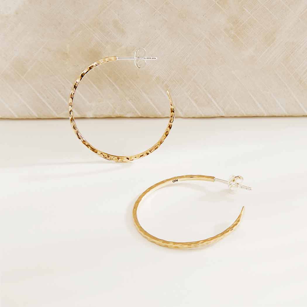 Gold Hammer Finish Hoop Earrings