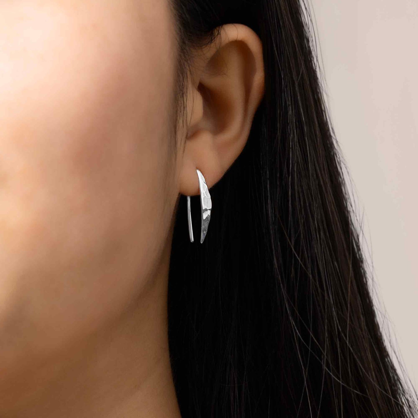 Sterling Silver Hammered Arc Earrings