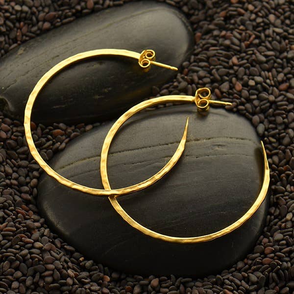 Gold Hammer Finish Hoop Earrings