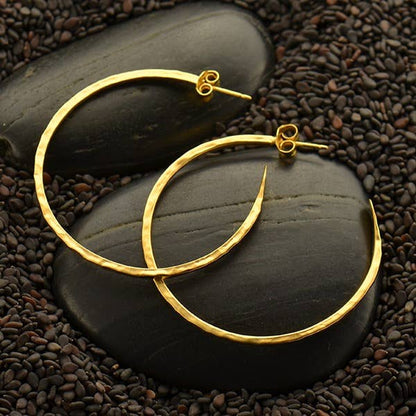 Gold Hammer Finish Hoop Earrings
