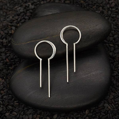 Sterling Silver Bulb Earring with Vertical Bars