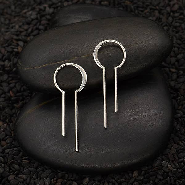 Sterling Silver Bulb Earring with Vertical Bars