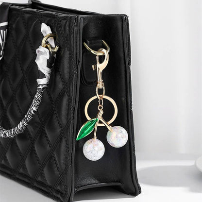 CHERRY DROP WITH LEAF KEYCHAIN BAG CHARM