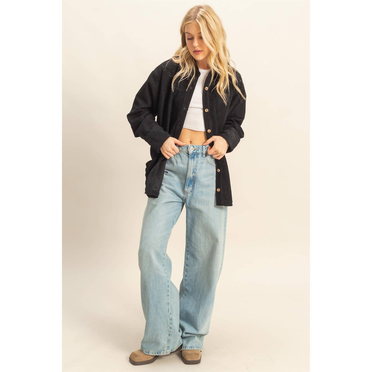 Classic Corduroy Shacket With Pockets
