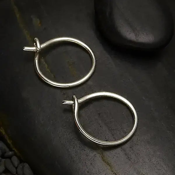 Sterling Silver Half Hammered Circle Earring Hoops