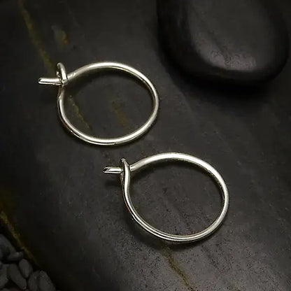 Sterling Silver Half Hammered Circle Earring Hoops