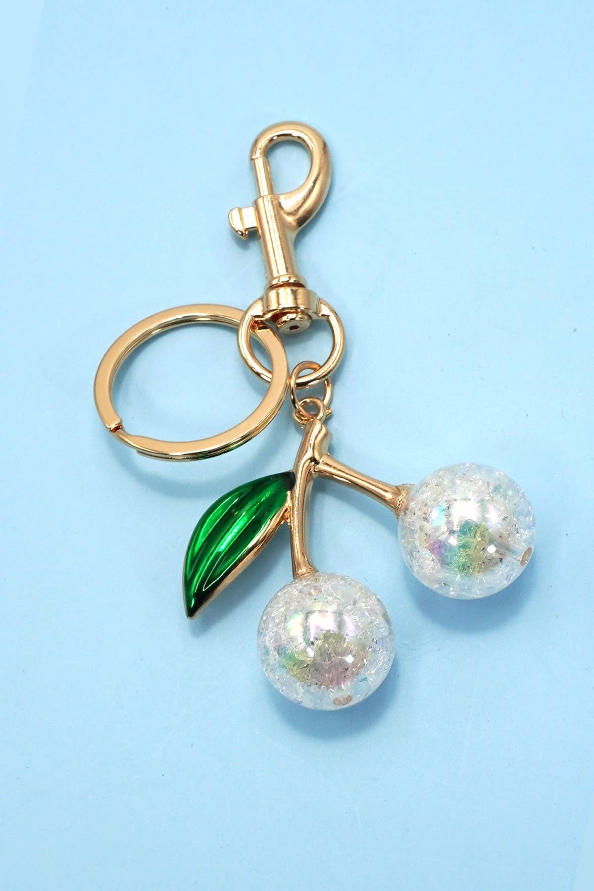 CHERRY DROP WITH LEAF KEYCHAIN BAG CHARM