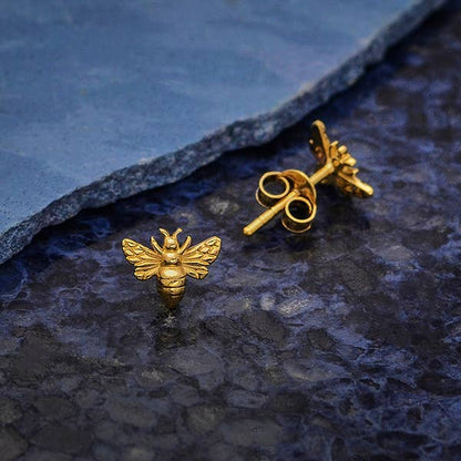 Silver Tiny Bee Post Earrings