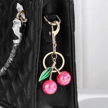 CHERRY DROP WITH LEAF KEYCHAIN BAG CHARM
