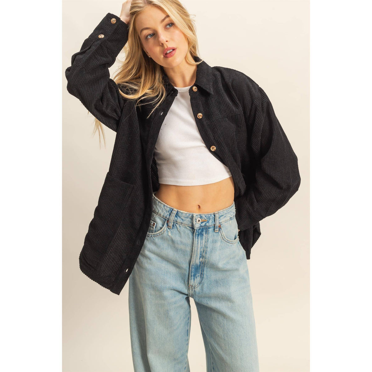 Classic Corduroy Shacket With Pockets