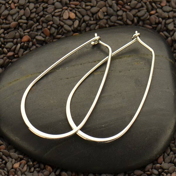 Sterling Silver Hoop Earrings - Teardrop Shape
