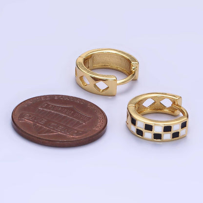 Checkered Enamel Huggie Earring