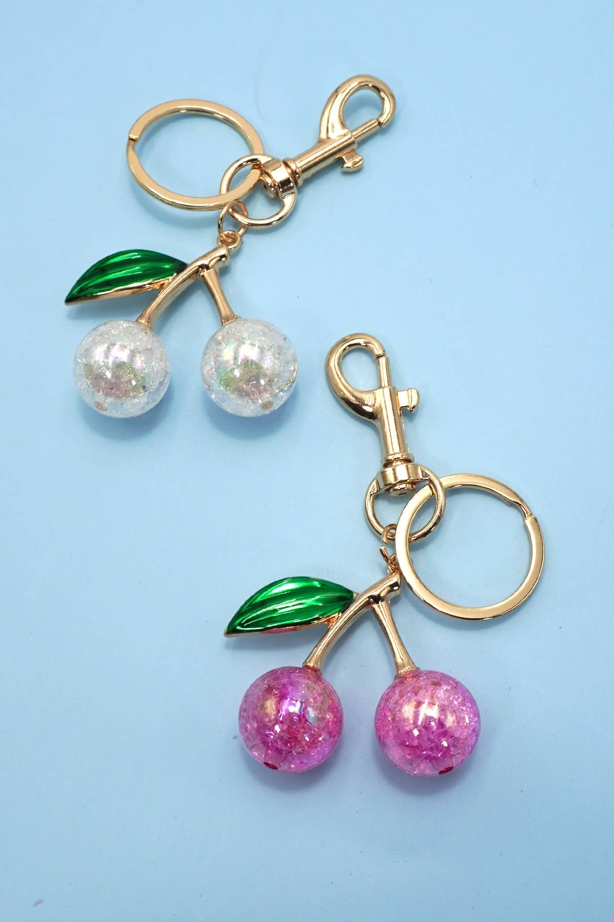 CHERRY DROP WITH LEAF KEYCHAIN BAG CHARM