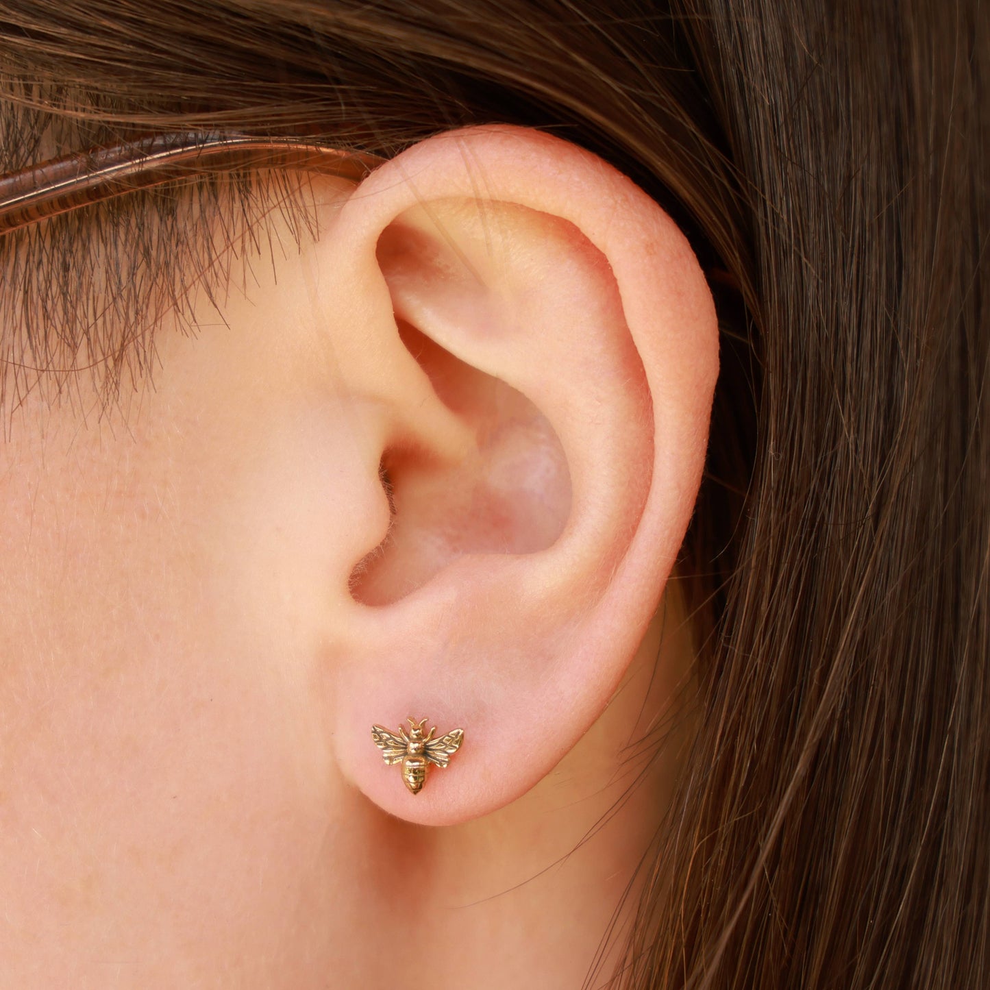 Silver Tiny Bee Post Earrings