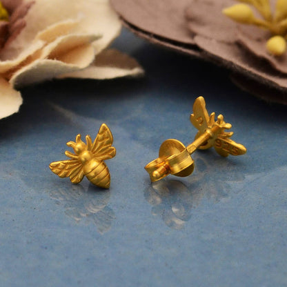 Silver Tiny Bee Post Earrings