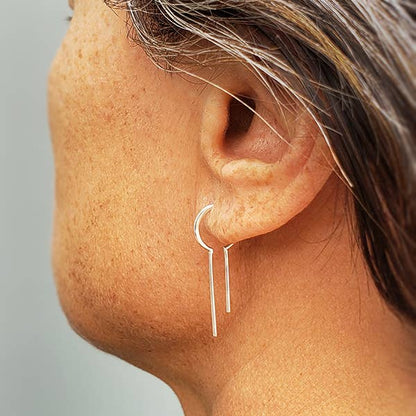 Sterling Silver Bulb Earring with Vertical Bars