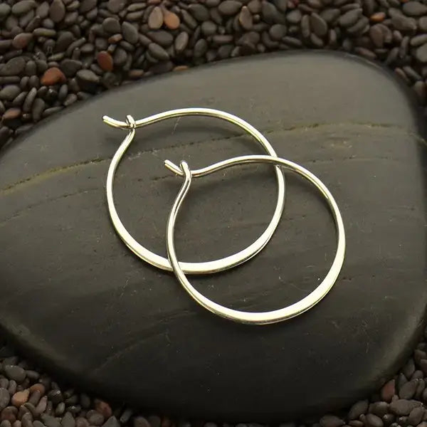Sterling Silver Half Hammered Circle Earring Hoops