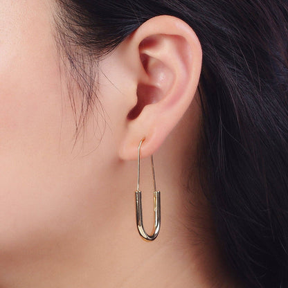 Gold Crescent U Earrings