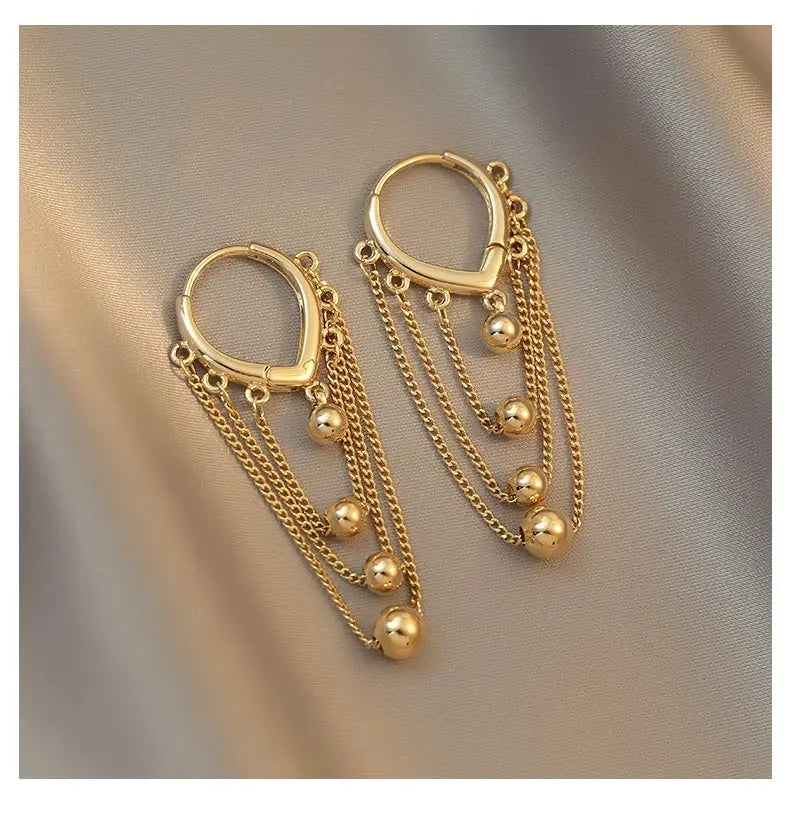 Metal Ball Tassel Earring