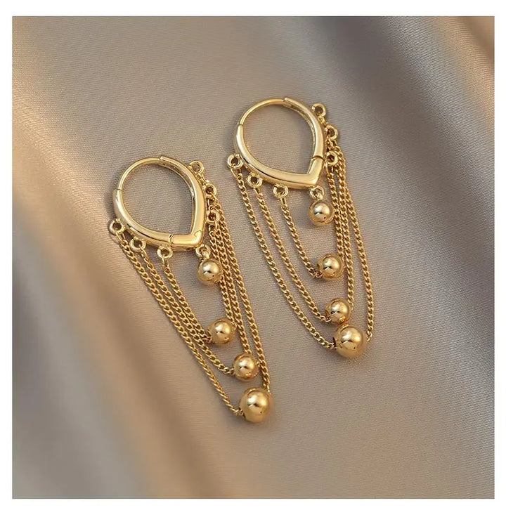 Metal Ball Tassel Earring