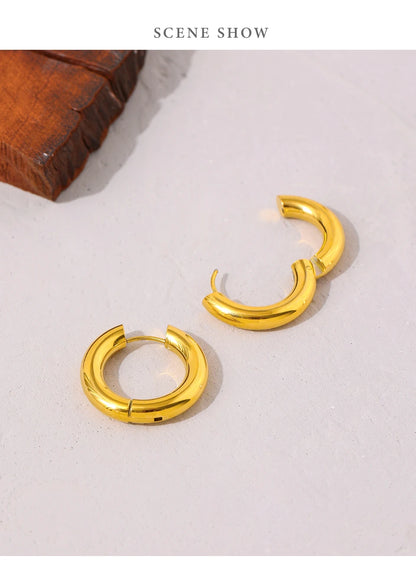 Round Hollow Hoop Earrings