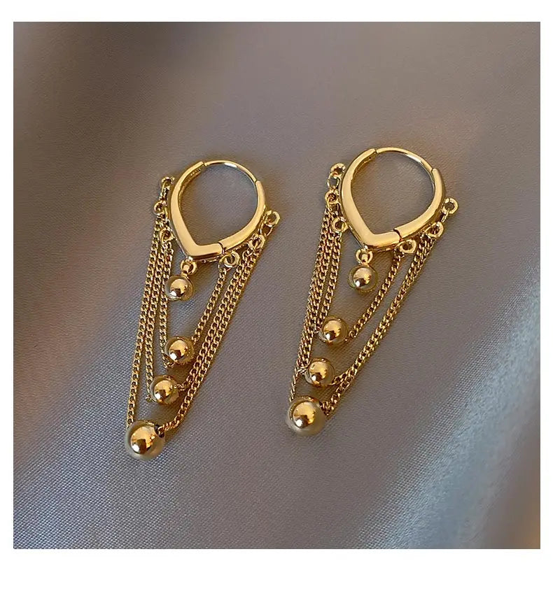Metal Ball Tassel Earring