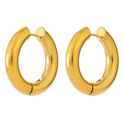 Round Hollow Hoop Earrings