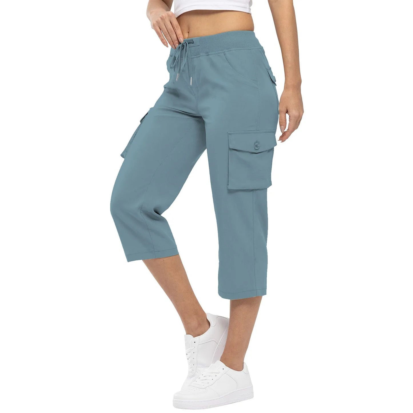 Women's Hiking Pant Cargo Capris Lightweight Cropped Pant Drawstring Joggers