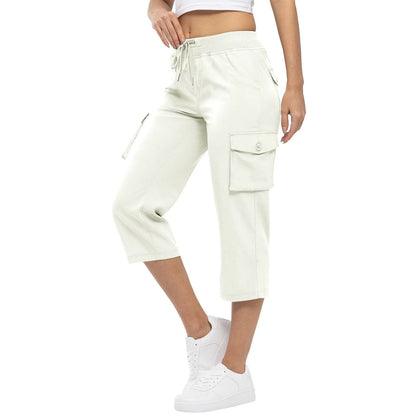 Women's Hiking Pant Cargo Capris Lightweight Cropped Pant Drawstring Joggers