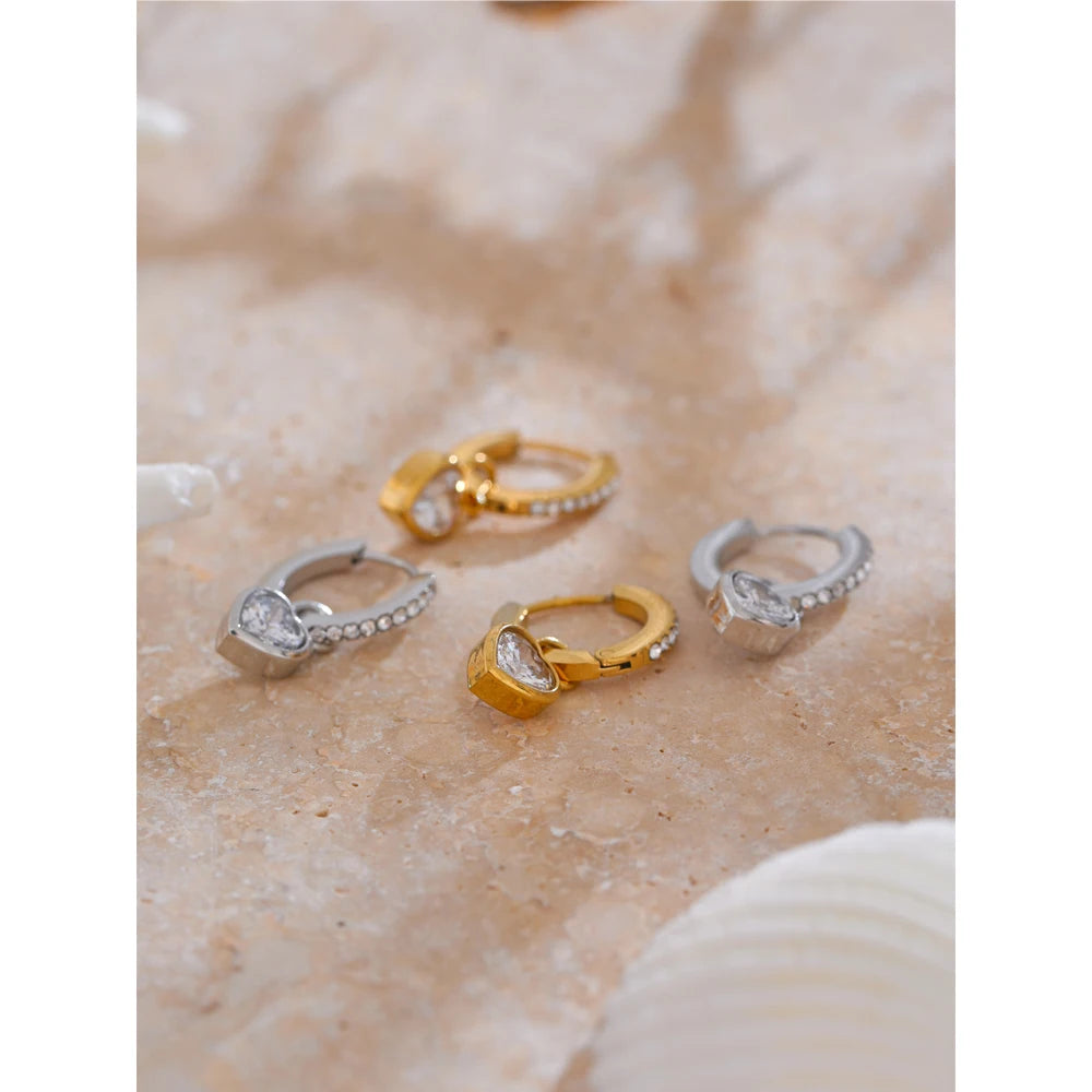 Delicate Heart Small Hoop Earrings