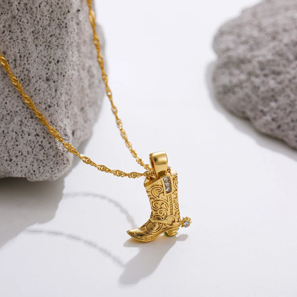 Western Cowboy Boot Necklace