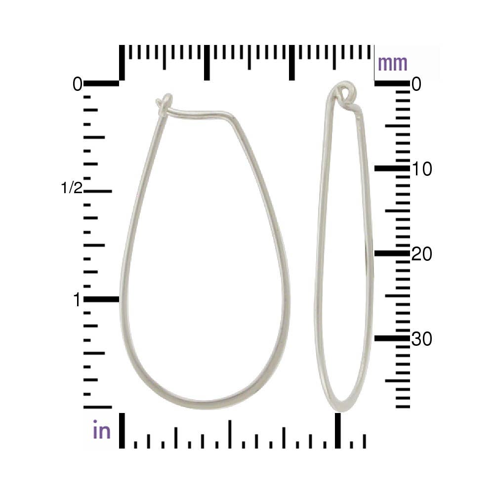 Sterling Silver Hoop Earrings - Teardrop Shape