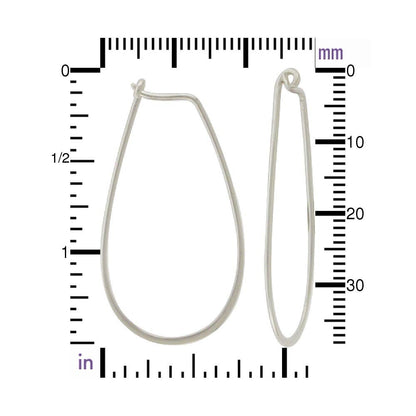 Sterling Silver Hoop Earrings - Teardrop Shape