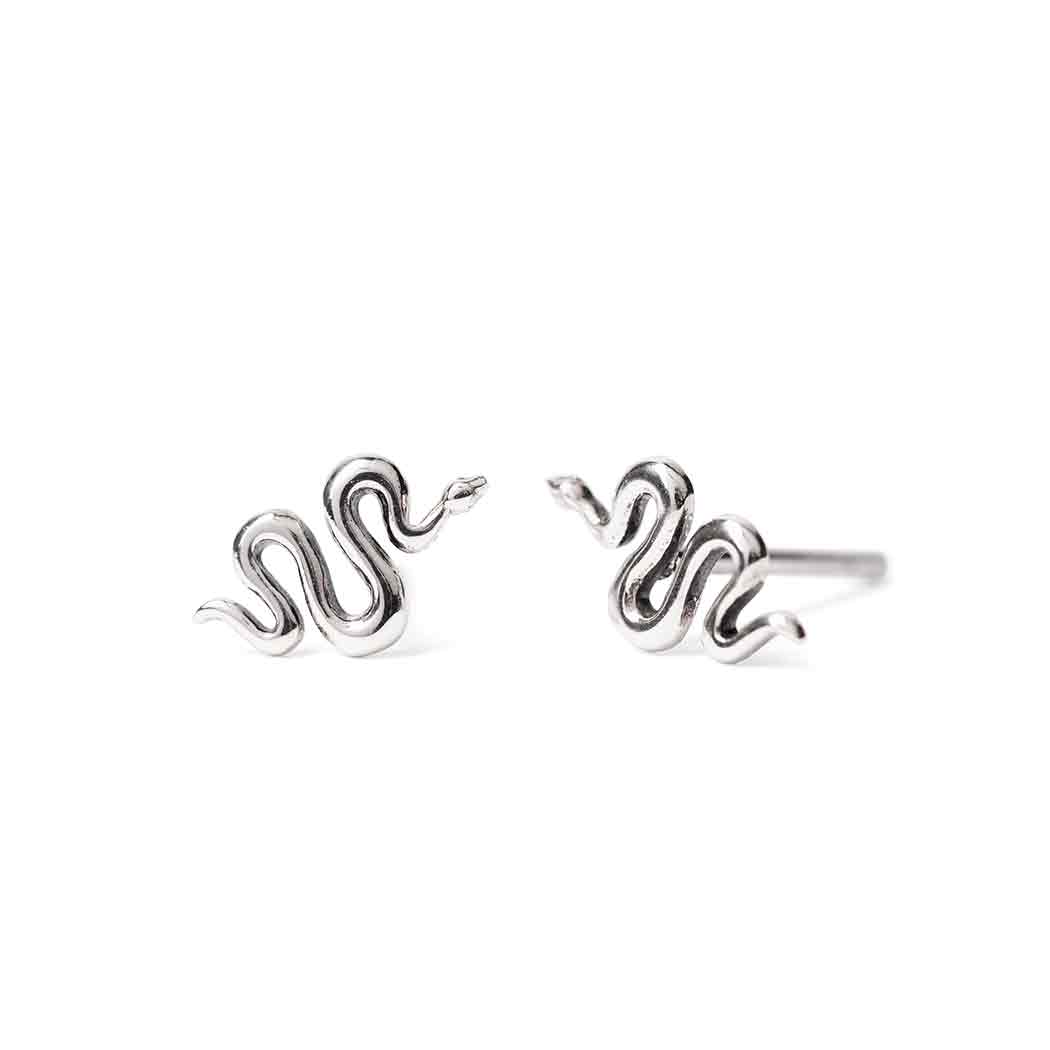 Sterling Silver or Bronze Snake Post Earrings 9x5mm